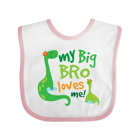 

Inktastic My Big Bro Loves Me Dinosaur Brother Gift Baby Boy Bib