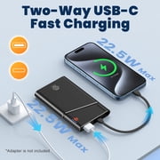 Aaoyun 22.5W 10000mAh Portable Power Pack with Built-in USB C Cable