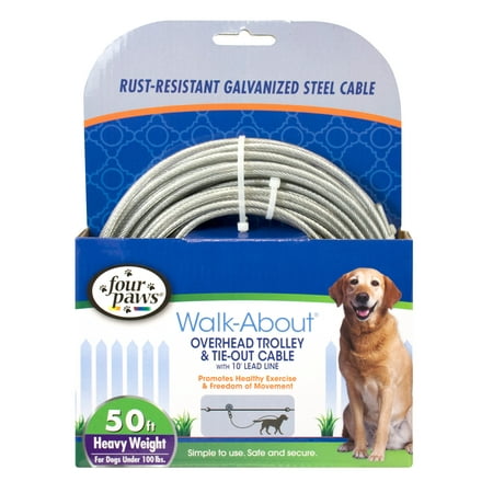 UPC: 0045663847500 | Four Paws Heavy Weight Dog Trolley Exerciser  Dog Run Cable  Silver  50 feet