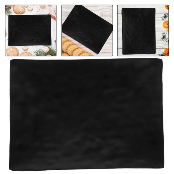 Raindrops Black Rectangular Plate for Kitchen Use, Appetizer Serving Dish, and Stylish Tableware