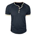 thumbnail image 3 of CHENHANN Mens Shirt Short Sleeve Button Down Crewneck Henley Shirts Basic Blue Button Up Shirt Mens Casual Shirts, 3 of 7