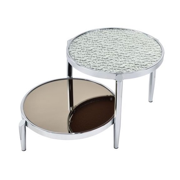 Benjara Twin Top Coffee Table with Tubular Rounded Legs, Silver