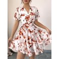 thumbnail image 6 of Jaimenalin Women'S Summer Short Sleeve Casual Dresses V-Neck Floral Party Dress Red L, 6 of 9