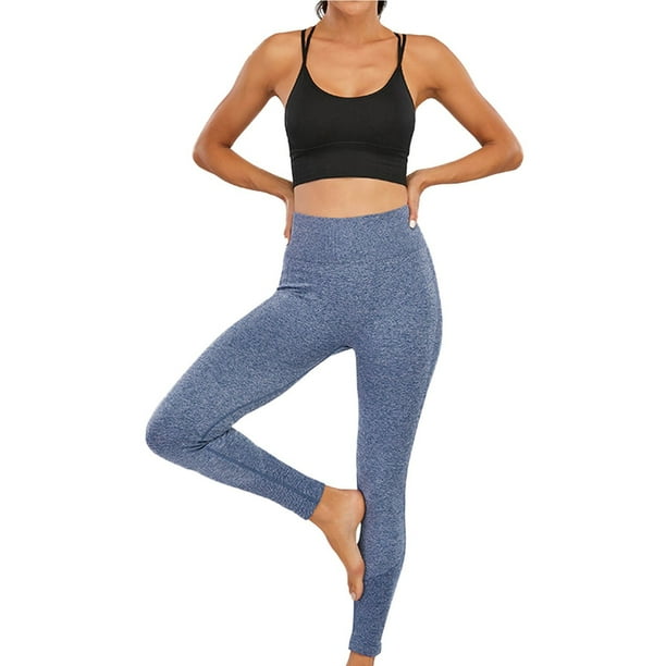Gibobby Yoga pants mujer Pantalones de fitness ajustados de cintura alta para mujer(Azul,M)
