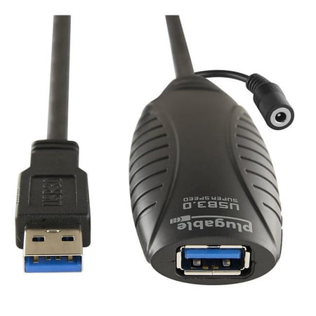 UPC: 0819927011637 | Plugable 10 Meter (32 Foot) USB 3.0 Active Extension Cable with AC Power Adapter and Back-Voltage Protection