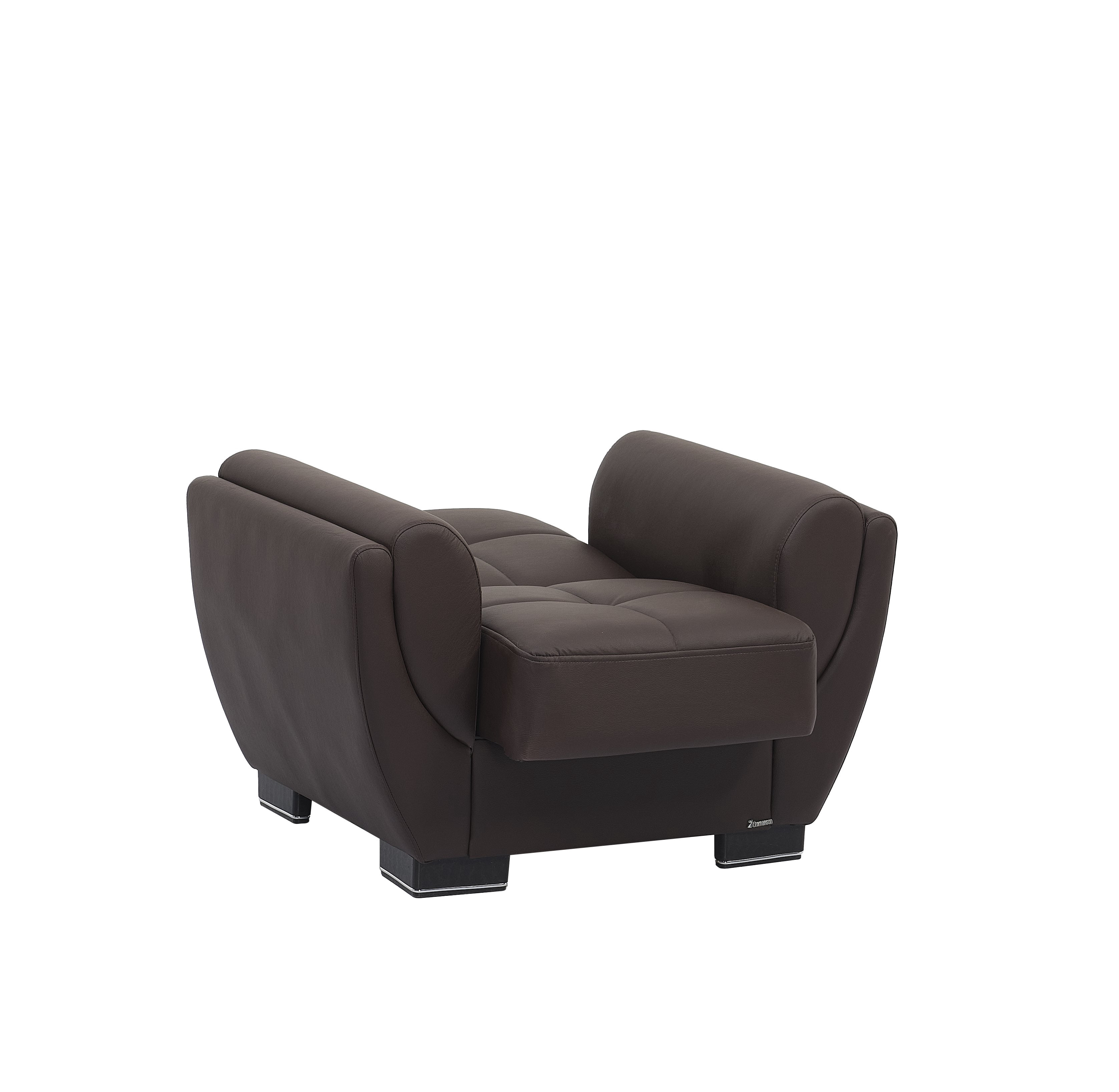 Ottomanson Convertible Accent Armchair with Hidden Storage & Rounded Arms, Firm Comfort Seating, Brown
