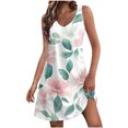 thumbnail image 2 of Ovzne Robes pour Femmes 2025 Robe Femmes Mode Été Poches Imprimé Sans Manches Col en V Robe Printemps Imprimée Liquidation, 2 of 6