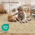 thumbnail image 4 of ODIKA 2'x3' Beige Sandstone Traditional Washable Throw Rug Classic Trellis Motifs With Botanical And Ornate Multi Non-Slip, Low Profile, Flatwoven, Easy Care for Hallway, Study Room, 4 of 7