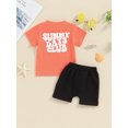 thumbnail image 5 of FEORJGP Toddler Baby Boy 2 Piece Summer Outfits 3M 6M 1T 2T 3T Infant Round Neck T-Shirts Short Sleeve Shirt Letter Print Tops + Elastic Waist Shorts Kids Boys Casual Daily Clothes Set, 5 of 9