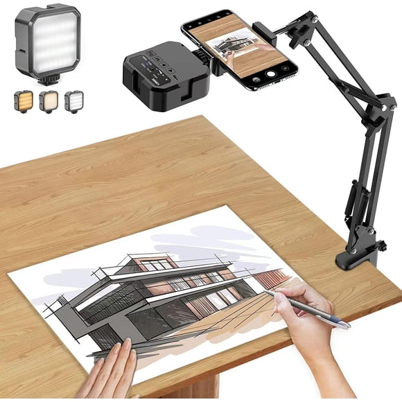 Brazo articulado LJINGE para montaje aéreo para teléfono con luz LED
