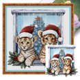 thumbnail image 1 of Hilo Algodón Bordado Cgtredaw Punto Cruz Tigre Navideño Impreso 18 Quilates 30x30cm, 1 of 9