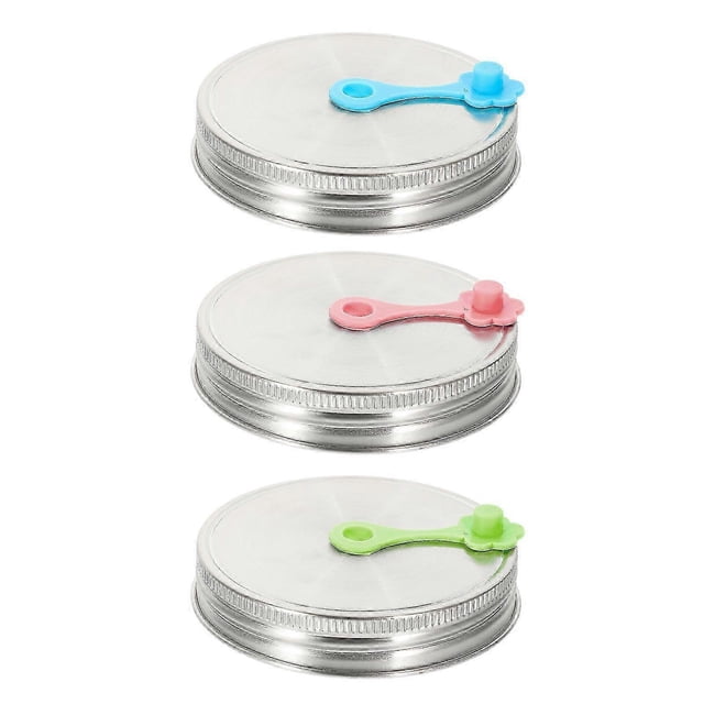 3 Sets of Mason Jar Lids with Straw Hole Stainless Steel Straw Lids Straw Lid with Plugs