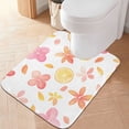 thumbnail image 2 of Yayeee Bath Rugs for Bathroom Floor Set of 2 Non Slip Fluffy Soft Absorbent Mat, White Floral Orange, 2 of 7