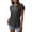 Grey, variant on Summer Polyester Short Sleeve Crewneck Spandex T Shirts for Women Red Fashion Solid Color Crew Neck Ladies Round Ruffle Shirt XXL