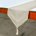 thumbnail image 2 of The HomeCentric Decorative Beige Table Runner Coffee Table Runner (14 x 36 inch) Lace, Tassels, Linen fabric Table Linen, Bordered Pattern Contemporary Style - Timeless Linen Loom, 2 of 4