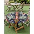 thumbnail image 3 of Outdoor Tablecloth with Umbrella Hole and Zipper, Blue Green Boho Round Table Cloth 54 Inch Waterproof Tablecloth, Vintage Ethnic Tribe Abstract Art Picnic Table Cover for Patio Camping, 3 of 7