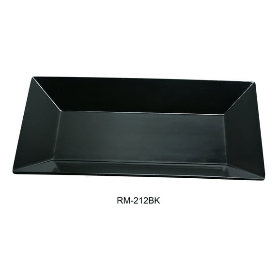 Yanco RM-212BK Rome Rectangular Plate, 12" Length, 7.5" Width, Melamine, Black Color, Pack of 24