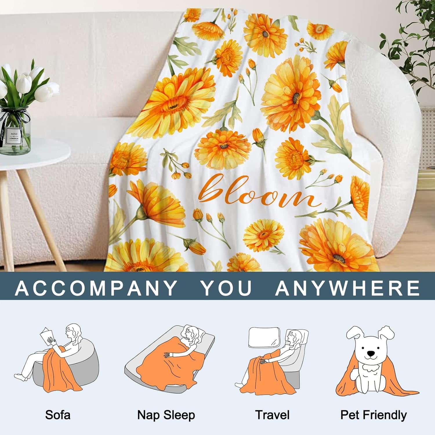 Sunflower Throw Blanket for Baby Small Spring Summer Floral Blanket Toddler Swaddle Crib Blanket Soft Fleece Blankets Gift for Baby Couch Bed Flower Decorative Blanket 30x40