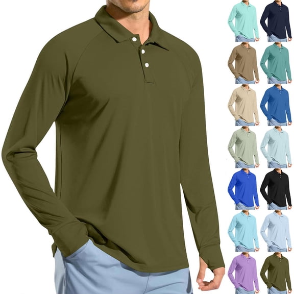 Abomasnow Men's Big and Tall Sun Protection Shirts UPF 50 Quarter Button Long Sleeve Collared Quick Dry Shirts Casual Breathable Lightweight Workout Hiking Shirts