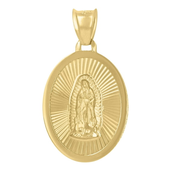 10kt Yellow Gold Mens Guadalupe Religious Oval Medallion Charm Pendant 0.9 Grams