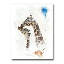 Designart ' Portrait of A Child and Giraffe ' Farmhouse Canvas Wall Art Print