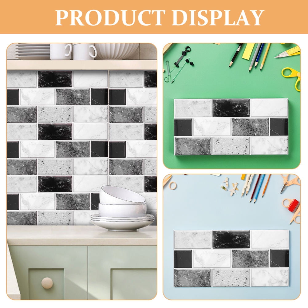 BEADCEST 10Pack Self Adhesive Wallpaper Tile Multi Pvc Waterproof for Home Improvement Retro Style