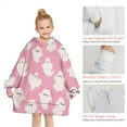 thumbnail image 6 of Sweet Ghost Halloween Pattern Blanket Hoodies for Kids 6-13YR Oversize Wearable Blanket Hoodies for Boys Girls Teens, 6 of 7