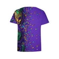 thumbnail image 4 of Ounisa 2025 Womens Short Sleeve Tops Mardi Gras Costumes Fashion Round Neck Color Printed Blouse, 4 of 5
