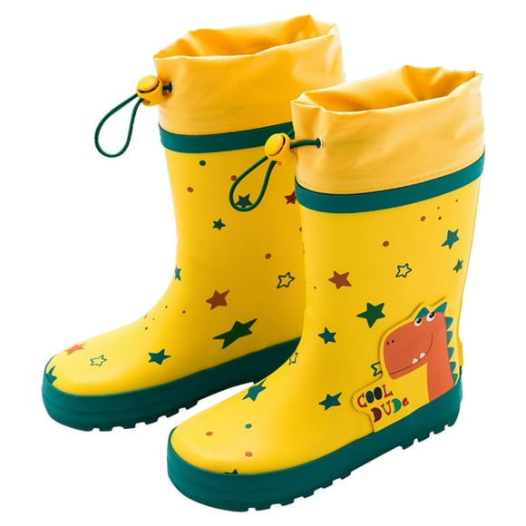 nsendm Girls Shoes Big Kid Girl Boots Fuzzy Toddler Rain Boots Baby Rain Boots Short Rain Boots for Toddler Easy On Kids Snow Boots Kids (Yellow, 1 Big Kids)