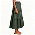 thumbnail image 6 of Hvogkswy Womens Midi Skirt, Drawstring Elastic Waist Ruffled Hem Skirts Fashion Casual Vacation Ladies Summer A-Line Slit Flowing Long Skirt, 6 of 6