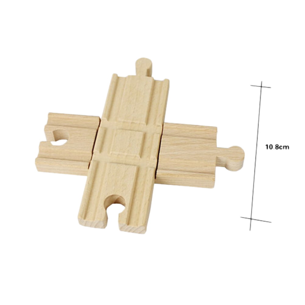 1 Pcs Wooden Cross Bifurcated Track Railway Toys Compatible All Major Brand Z0HW 
