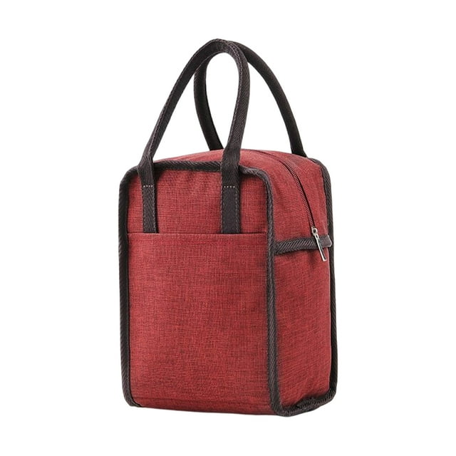 Injueey Bolsa de almuerzo, fiambrera impermeable de tela Oxford, bolsa de película de aluminio Bento, bolsa de viaje para escuela, hombres, adultos, Almacenamiento y organización del hogar Vino rojo Injueey HA080714-03