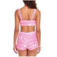 thumbnail image 2 of WREESH Womens Two Piece Swimsuit Athletic Bathing Suits Fashion Printed Comfortable Loose Swimsuit Top Blouse Casual Attractive Bikini Sets Pink, 2 of 5