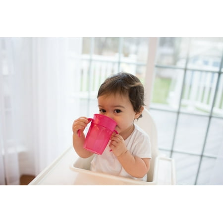 Dr. Brown's Milestones Cheers 360 Cup Spoutless Transition Cup with Handles for Easy Grip & Leak-Free Learning, Pink, 7 oz/200 mL, 6m+ (Colors May Vary)