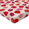 thumbnail image 2 of Ambesonne Kiss Fitted Sheet 2 Pcs Set, Vivid Colored Lips Glamour, Twin, Pale Rose and Multicolor, 2 of 3