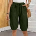 thumbnail image 2 of Dealovy Shorts for Women Drawstring High Waisted Lounge Shorts Straight Wide Leg Knee Length Summer Shorts, 2 of 8