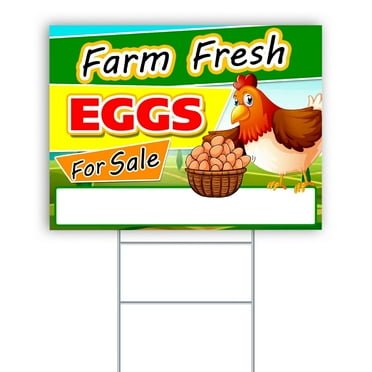 Dimarongton Eggs for Sale Yard Sign, 24x18 Inch DS Coroplast Multicolor, Chicken and Eggs