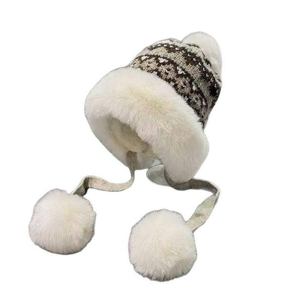 Women's Sherpa Earflap Beanie - Cozy Knit Winter Hat with Fleece Lining for Cold Weather