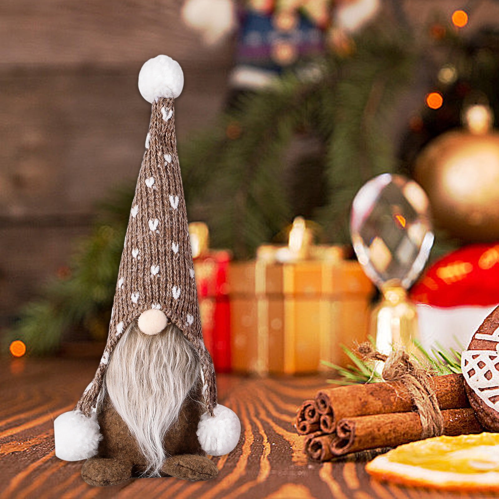 Décorations De Noël - 6 Pendants Gnomes Et Renne Gris - Ornements Suspendus En Tissu Pour Sapin, Table, Guirlande - 14 Cm - 3