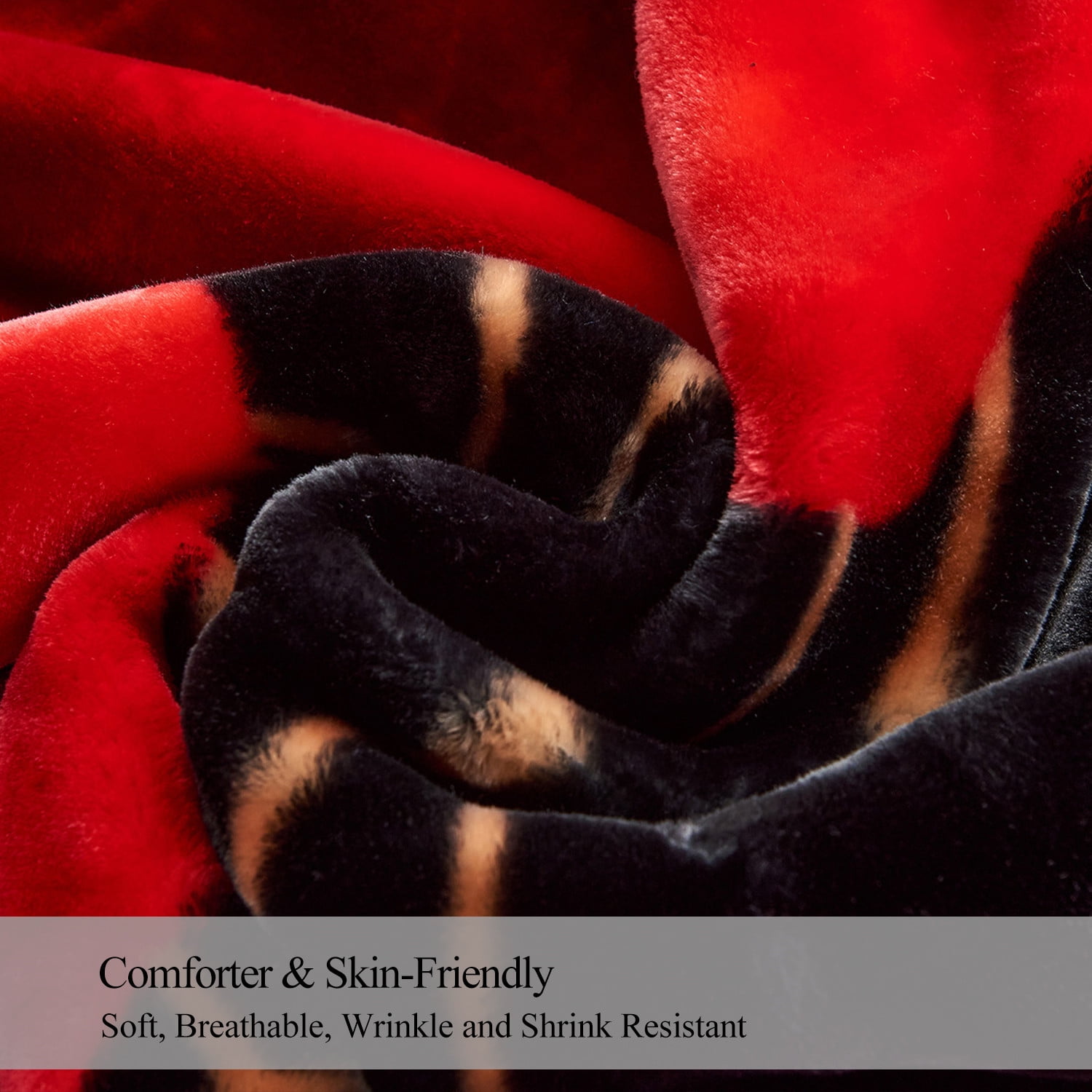 10lbs Heavy Thick A&B Pattern Blanket 2Ply Reversible - Thick Warm Plush Korean Style Bed Blanket, King Size Fleece Plush Blanket, Soft Winter Blanket For Adult 87" x 95", Black Purple & Rose