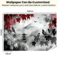 thumbnail image 3 of Peel and Stick Wallpaper Waterproof Black White Pop Red Japanese Temple Autumn Fall Landscape Mount Maple Wall Mural Decor Self Adhesive and Removable 100in x 144in, 3 of 8