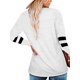 thumbnail image 1 of Qarigey Camiseta de mujer a rayas de manga larga básica con cuello en V blusa suelta informal Prendas para la parte del cuerpo Blanco L, 1 of 6