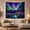 Aurora Cabin River, variant on Aurora Over Snowy Cabin with River, Serene Celestial for Nature Lovers, Northern Lights Wall Art, Christmas Gift, Tapestry Wall Hanging for Bedroom and Living Room
