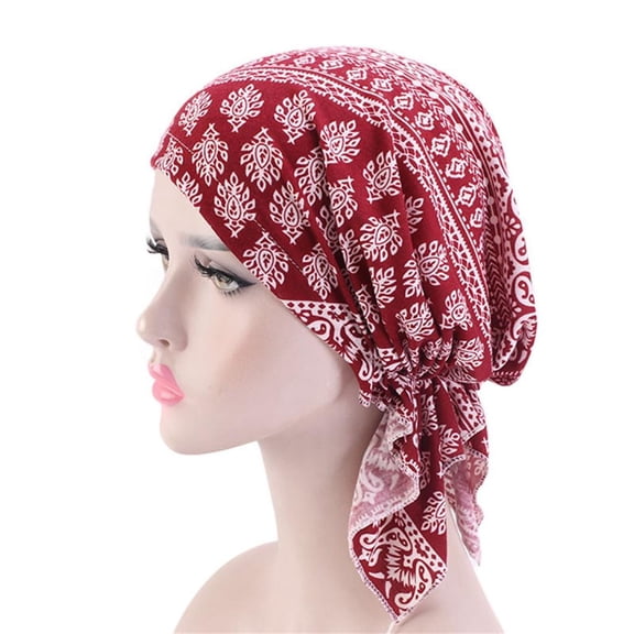 Stretchy Printed Chemo Cap Soft Headscarf Turban Hat For Sensitive Scalp Muslims Headwear And Cancer Patients Daily Use