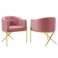 thumbnail image 1 of Modway Savour Contemporary Velvet Floral Armchairs, Pink, 1 of 8