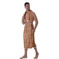 thumbnail image 2 of Colevkie Men's 2 Pieces Bath Wrap Set Shower Skirt & Bath Towel Quick Drying Absorbent Beach Towel Bathroom Towel Polyester with Pocket Home Sauna Spa Printed Stripes Pattern, 2 of 7