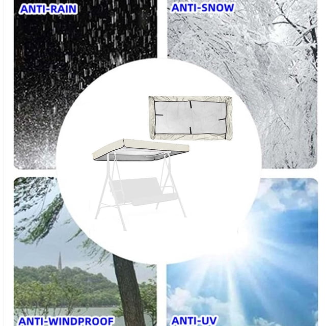 Housse de Remplacement pour Balançoire de Patio - Tissu Ripstop Robuste, Abri Résistant aux Intempéries pour Meubles d'Extérieur, Protection Rain and Sun Facile, Beige, JKODE