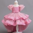 thumbnail image 4 of Girls Princess Dress Casual Puff Short Sleeve Pleated Fashion Sequin Outfits for Birthday Party Wedding Pageant Gown, 4 of 7