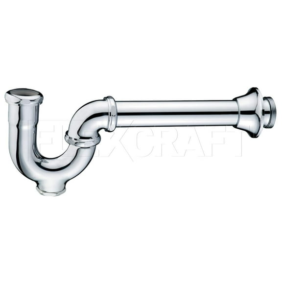 Flexcraft 28141 Utility/ Milwaukee P-Trap with Drain Plug for Tubular Drain Applications, 1-1/2 in., 20GA Brass, Chrome Plated