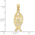 thumbnail image 4 of Solid 10k Yellow Gold Polished Jesus Fish Pendant - 27.32mm, 4 of 6